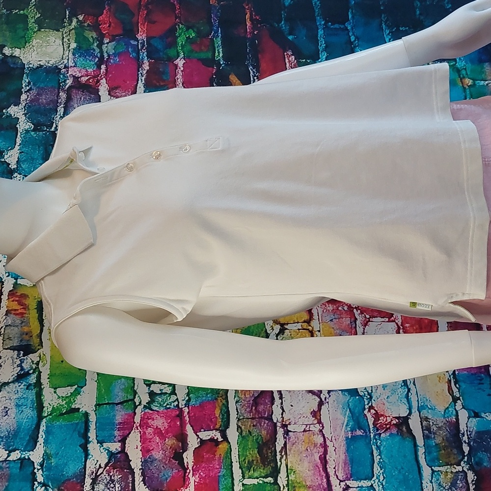 Izod G Flex Women White Golf Sleeveless Polo Shirt Like New M Medium